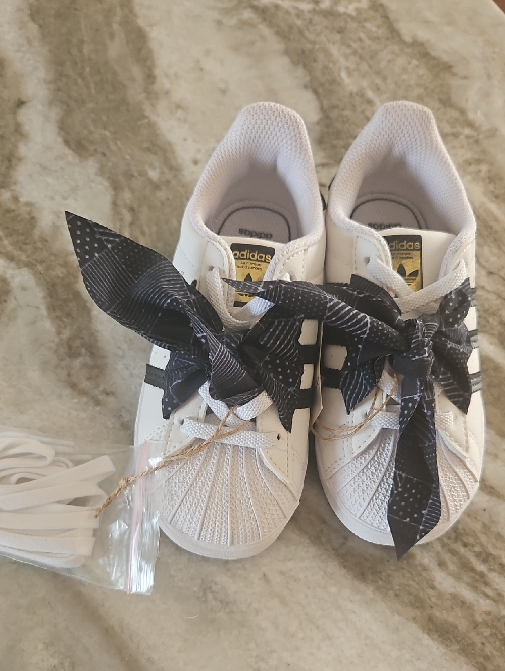 adidas Kids White Sneakers with Black Striped Accents